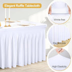 PARTISKY White Spandex Tablecloth for 4ft Rectangle Tables, Stretchable Table Cover Skirt for Folding Tables Weddings Parties Banquets Events Trade Shows and Dessert Table - Image 3