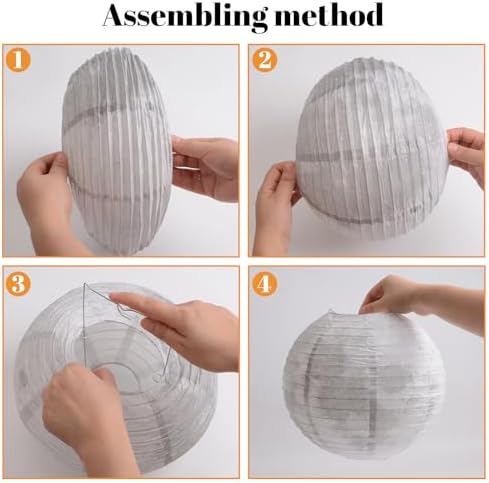 MOROBOR Moon Ball Paper Lantern, 6 Pcs Chinese Paper Lanterns Decorative Hanging Ball Lanterns Round Paper Lantern Lamps for Birthday Wedding Baby Shower Anniversary - Image 3