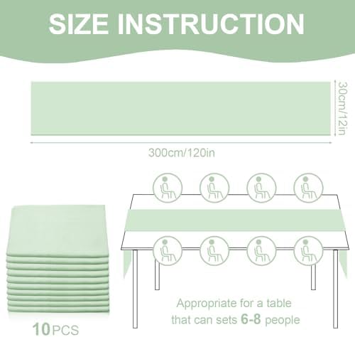 10 Pack 10ft Sage Green Chiffon Table Runners Wedding Table Runner Sheer Romantic Tulle Table Runner for Christmas Wedding Bridal Tea Party Baby Shower Birthday Party Table Decorations(120 x 12 in) - Image 2