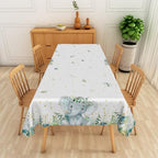 Elephant Baby Shower Tablecloth 60x90 Inch Gold Polka Dots Green Eucalyptus Leaves Fabric Table Cloth Polyester Oilproof Washable Rectangle Table Cover for Boy Baby Shower Gender Reveal Decor - Image 2