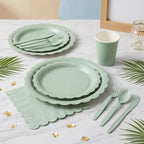 ArtSocket 350 Pack Disposable Party Tableware for 50 Guest, Sage Green - Image 2