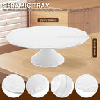 10 inch Ceramic Cake Stand, Decorative Cupcake Pedestal Stand, White Round Dessert Display Plates for Donuts Snacks and Cookies, Baby Shower, Birthday, Wedding Party Decor - Image 4