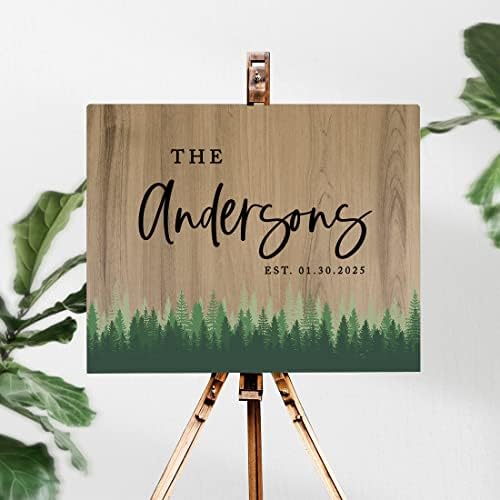 Andaz Press Large Wooden Welcome Sign for Wedding, Rustic Welcome Sign 16" x 20" Custom Last Name Forest Woodland Wedding Signage English Oak MDF Wood Finish Wedding Reception Indoor Outdoor Signs - Image 2