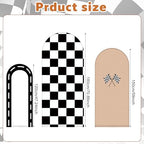 3 Pack Racing Theme Checkered Arch Backdrop Cover Set, Khaki - Image 4