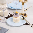72 Pack Blue Plastic Plates, 7" Disposable Wave Edge Dessert Plates - Image 3