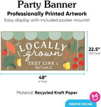 Big Dot of Happiness Personalized Locally Grown Kraft Paper Banner, Farmers Market Baby Shower Party Banner, Custom Name Printed Brown Paper Party Sign Decoration – 1 Count - Image 3