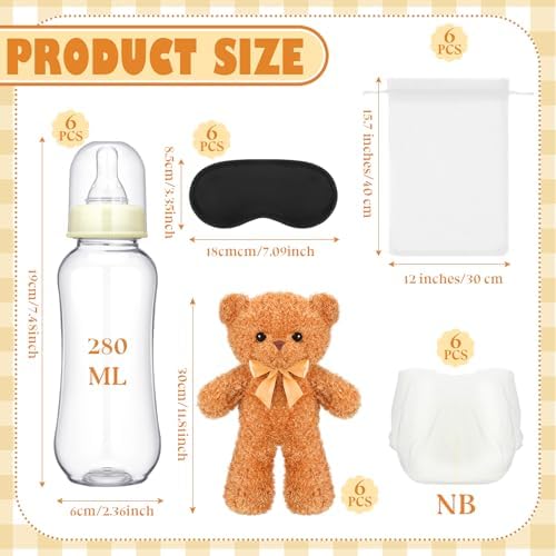 6 Sets Bottle Chug Bear Baby Shower Games Brown Bear - Image 3