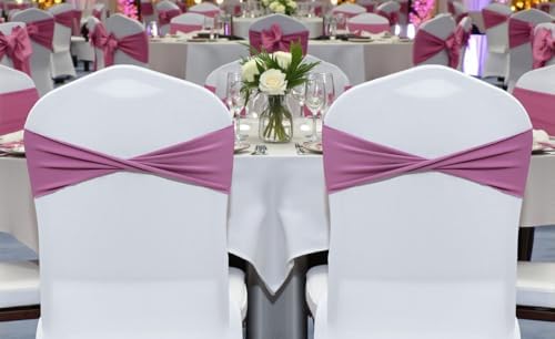 MDS Pack of 200 Spandex Chair Sashes Without Slider Buckles – Dusty Pink - Image 6