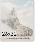 26x32 Metal Picture Frame, Aluminum Poster Frame with Real Glass, Silver by FLYJOE