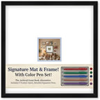 CountryArtHouse Signature Keepsake Frame - Square Mat Window - Black Wood Genuine Hardwood 20x20 5x5 Photo - Sky Blue Border Mat - Complete Keepsake Signing Kit by CountryArtHouse