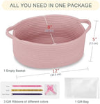 COMSE Small Woven Basket with Gift Bag and Ribbons, Gift Basket Empty, and Large Diaper Caddy Organizer for Girl Boy, Car Diaper Caddy with Handles - Image 2