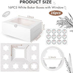 JCD 16 Pcs Cake and Cupcake Combo Bento Boxes with Clear Lid and 8 Cupcake Holes for Vanlentine Wedding Birthday Party Bakery Baking Supplies (1+8/16Pcs) - Image 2