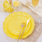 LIYH 24Pcs Yellow Plastic Plates Reusable, Dinner And Salad Set For Parties - Image 4