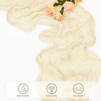 10FT 20 Pack Beige Cheesecloth Table Runner 20 x 120 Inch Long Rustic Gauze Fabric Cheese Cloth Table Runner for Wedding Bridal Baby Shower Table Decorations Boho Sheer Birthday Party Table Decor - Image 5