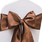 50 Pack Satin Brown Chair Sashes Bows for Thanksgiving Halloween Autumn Wedding Birthday Party Deocrations, Brown Sashes for Chair Covers Folding Chairs Chiavari Chairs Decorations by JFDYDM