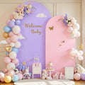 Pink Purple Arch Backdrop Cover Set of 2 Spandex Arch Covers 7.2 and 6ft Wedding Birthday Party Arch Covers Stretchy Backdrop Bridal Baby Shower Pink Lavender Arch Stand Cover by HBBMAGIC