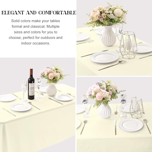4 Pack Rectangle Tablecloth for 8 Foot Tables Washable Polyester Table Cover for Wedding Dining Table Parties Banquet（60x126 Beige） - Image 3