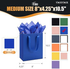 YACEYACE Blue Gift Bags 20Pack, Blue Gift Bags with Tissue Paper - Image 2