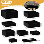 10 Pcs Large Acrylic Buffet Risers, Black Food Display Stands for Buffet, Dessert Table, Jewelry, and Catering, Stackable Food Risers with Hollow Bottoms, Nesting Cube Box (12"-11"-10"-9"-8"-7"-6"-5") - Image 5