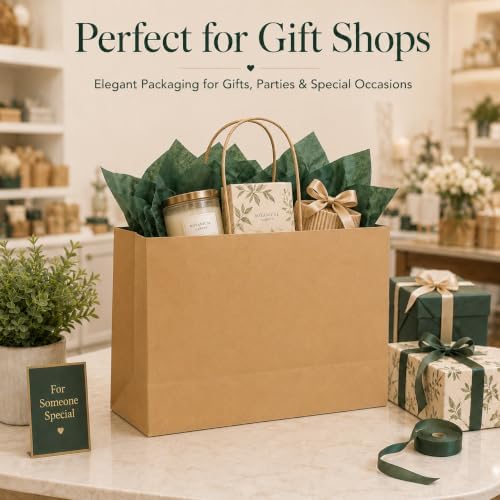 GSSUSA Brown Paper Bags with Handles, Large Gift Bags 16x6x12, 100 Pack - Image 7