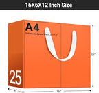 EUSOAR Orange Gift Bags, 25pcs 16"x6"x12" Thank You Bridal Party Present Wrap Bags Bulk, Merchandise Retail Shopping Wrapping Paper Bag with Handle for Business Craft Grocery Wedding Birthday Favor - Image 2