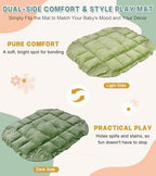 5-in-1 Baby Play Gym and Tummy Time Mat, 12 Learning Cards, Plush Activity Mat with 6 Toys, Convertible to Ball Pit, Baby Gift, Green - Image 4