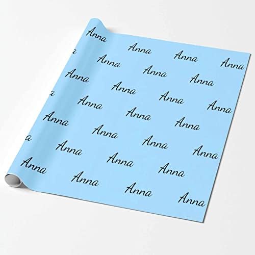 MyPupSocks Personalized Text Wrapping Paper, Name Sky Blue Custom Gift Wrapping Paper with Logo Name for Teens Women Men Mom Dad Birthday Wedding Anniversary 58x23 3 Rolls - Image 2