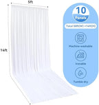 10 Panels 5x14ft White Backdrop Curtains for Parties, Wrinkle Free Polyester White Photo Backdrop Drapes 14 ft Long Back Drop Cloth for Wedding Birthday Photography Background Party - Image 5