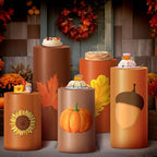 HunnmingRe 5 Pcs Fall Thanksgiving Cylinder Pedestal Stand Covers for Party by HunnmingRe