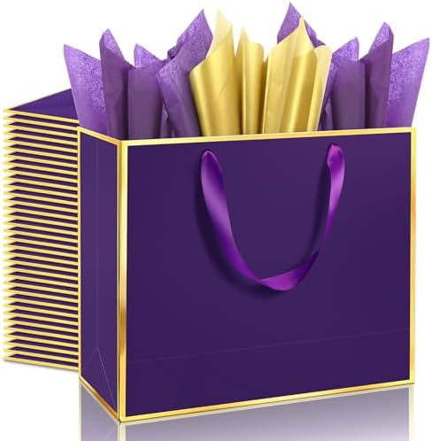 Addblu 24 Pack Purple Large Gift Bags with Handles & 72 Tissue Papers by Unknown