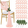 QueenDream Blush Chair Sashes Wedding Aisle Decorations: 16 Packs Tulle Draping Fabric Sheer Church Chair Cover Bulk for Baby Shower Party Banquet by QueenDream