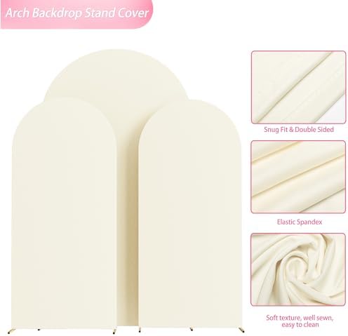Wokceer Ivory Arch Backdrop Covers Stretchy Backdrop 7.2FT, 6FT, 6FT - Image 5