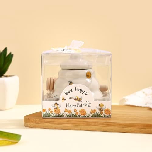 12 Sets Ceramic Bee-Happy Honey Pot with Dipper，Honey Jar Serving Set with Exquisiting Package for Wedding Favor,Bridal Shower Favor, Baby Shower Favor，Party Favor (12) - Image 7