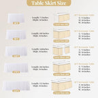 Wish Care 21ft White Satin Long Table Skirt for Rectangle Tables Wrinkle Free Teacher Desk Skirt Glitter Ruffle Table Skirting Cloth for Office Wedding Birthday Baby Shower Party Banquet Table Decor - Image 6