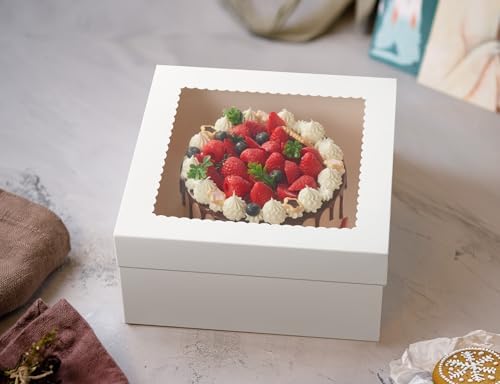 Kootek 15 Pack Cake Boxes 12 inch, 12x12x6 Tall Cake Box with Clear Window - Image 7