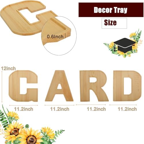 Wooden Grad Letter Tray, 12 Inch 4‑Pack Wood Platter for Graduation Decor - Image 3