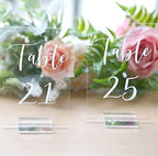 UNIQOOO Acrylic Wedding Table Numbers 1-25 with Stands | 4x6 inch Printed Calligraphy, Clear Table Number Signs and Holders | Perfect for Wedding Reception, Centerpiece Decoration, Event, Party - Image 6