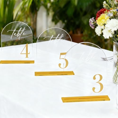 1-25 Arch Acrylic Wedding Table Numbers with Stands 5x8 Inch Signs - Image 5