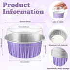 200 Pack Aluminum Cupcake Liners with Lids,Taro Purple,Plain - Image 3