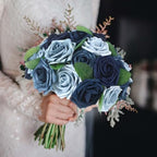 100 Pcs Artificial Rose Flowers, Shades of Blue - Image 5