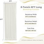 40ft x 8ft Wrinkle Free Ivory Backdrop Curtain for Parties, 8 Panels 5x8ft Silky Polyester Ivory Wedding Backdrop Drapes Photo Back Drop Cloth for Birthday Baby Shower Photography Background - Image 5
