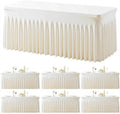 6 Pack Ivory Table Cloth for 8 Foot Rectangle Tables Spandex Fitted Tablecloth 8ft Stretch Table Covers Skirt Ivory Banquet Tablecloths Wrinkle Free Tablecloth for Party Wedding Birthday Event by Tao-GePartyDecorations