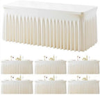 6 Pack Ivory Table Cloth for 8 Foot Rectangle Tables Spandex Fitted Tablecloth 8ft Stretch Table Covers Skirt Ivory Banquet Tablecloths Wrinkle Free Tablecloth for Party Wedding Birthday Event by Tao-GePartyDecorations