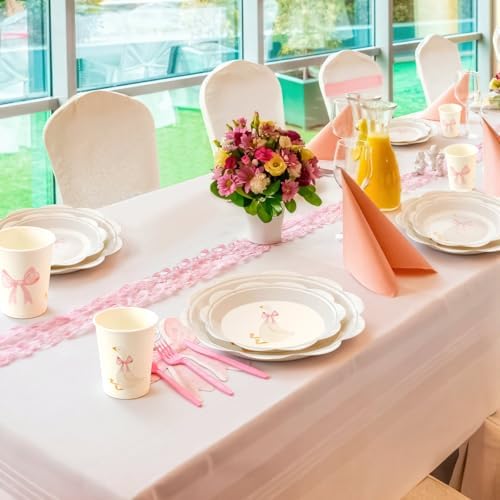 175 Pcs One Silly Goose Party Set, Plates Cups Napkins, Pink - Image 5