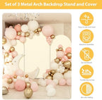 Gold Metal Arch Backdrop Set of 2 (7.3FT/6FT), Balloon Arch Stand for Wedding Ceremony, Baby Shower, Outdoor Indoor Birthday Party, Graduation Decoration, White (Beige(Set 6)) - Image 6