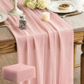 Sheer Chiffon Table Runner 35x120 Inches, Pink 6 Pack by LINNUO+HOURSE