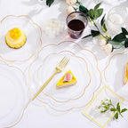 ejonirinjonir 180pcs Clear and Gold Plastic Plates for Wedding Reception - Image 2