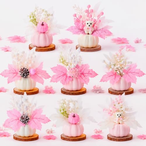 Amyhill 8 Pcs Fall Pink Pumpkin Baby Shower Table Centerpiece Decor, Bear by Amyhill