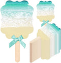 Huwena 50 Sets Wedding Fans for Guests Thank You for Celebrating with Us Fans Hand Fans Handheld Folded Fan Baby Shower Favors for Bridal Bridesmaid Gift Church Dancing (Blue and Green,Beach) by Huwena