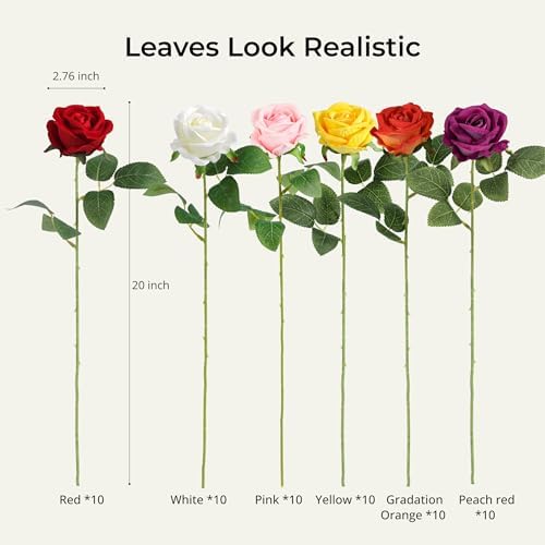 Auihiay 60PCS Artificial Roses, Mix Color Tinted Roses - Image 4